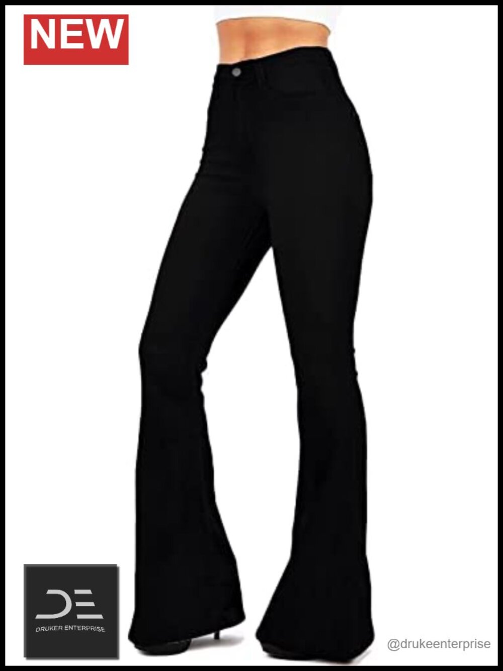 High Waisted Flare Bell Bottom Jeans Stretch Slimming Bootcut Denim - Picture 4 of 6